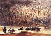 unknow artist Federal Cavalrymen Fording Bull Run oil on canvas